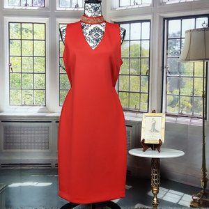 NWT CALVIN KLEIN ACCENTED COLLAR V-NECK SLEEVELESS DRESS (12)